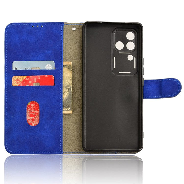 For vivo S18 5G Protective Case Skin-Touch Leather Flip Phone Cover - Blue