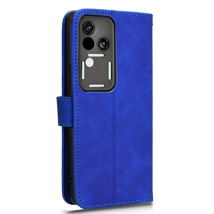 For vivo S18 5G Protective Case Skin-Touch Leather Flip Phone Cover - Blue