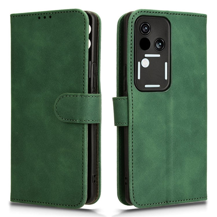 For vivo S18 5G Protective Case Skin-Touch Leather Flip Phone Cover - Green