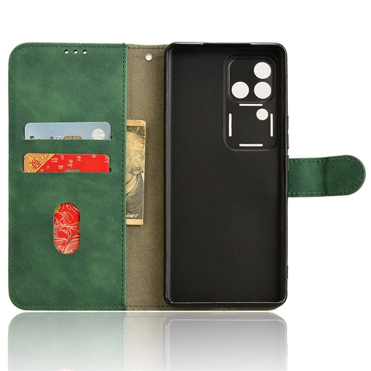 For vivo S18 5G Protective Case Skin-Touch Leather Flip Phone Cover - Green