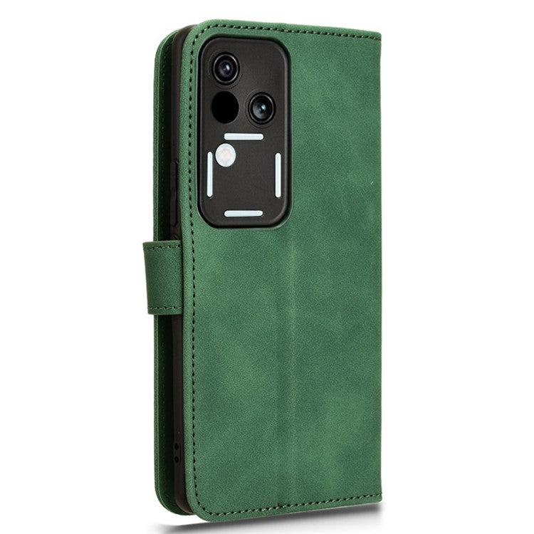 For vivo S18 5G Protective Case Skin-Touch Leather Flip Phone Cover - Green