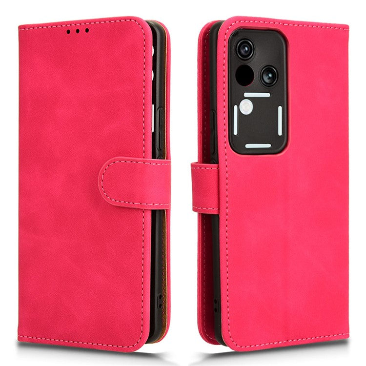 For vivo S18 5G Protective Case Skin-Touch Leather Flip Phone Cover - Red