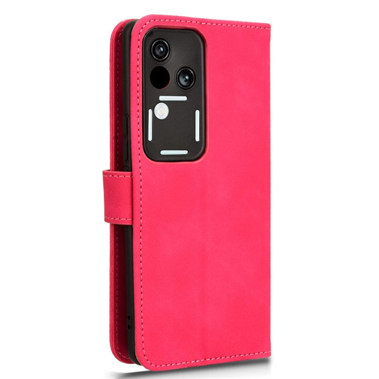 For vivo S18 5G Protective Case Skin-Touch Leather Flip Phone Cover - Red