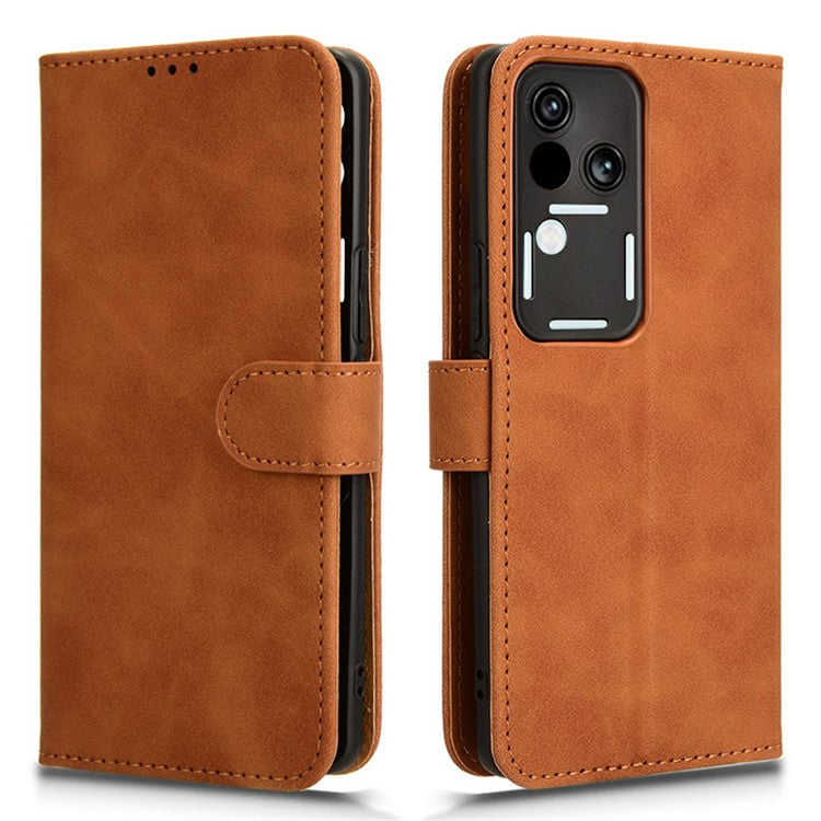 For vivo S18 5G Protective Case Skin-Touch Leather Flip Phone Cover - Brown