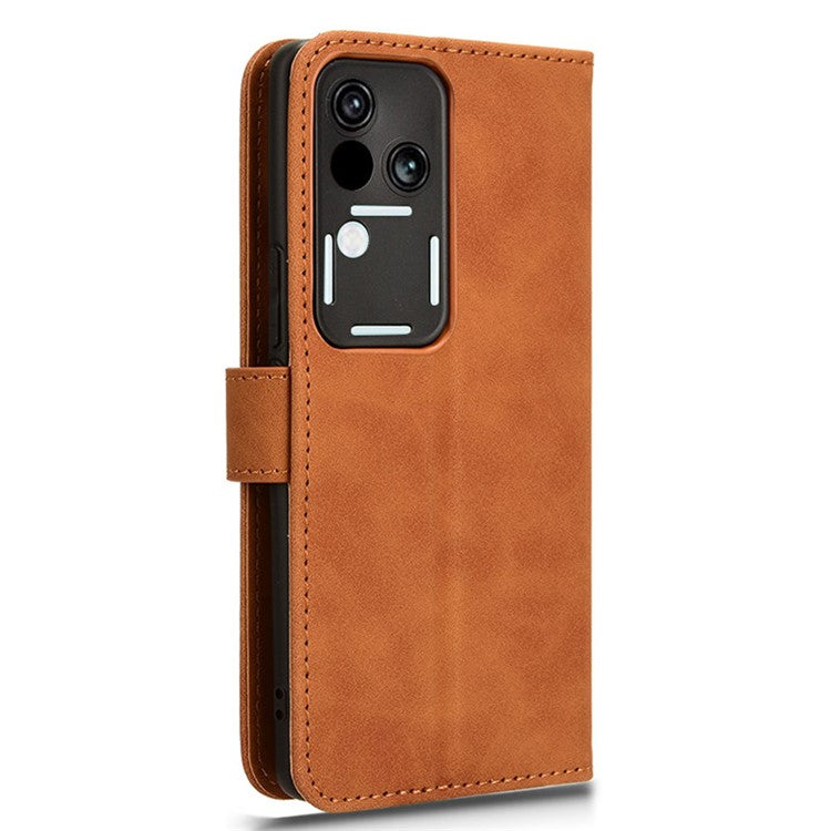 For vivo S18 5G Protective Case Skin-Touch Leather Flip Phone Cover - Brown