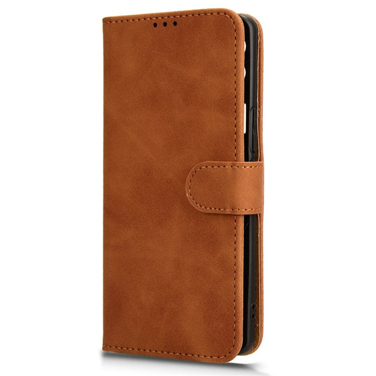 For vivo S18 5G Protective Case Skin-Touch Leather Flip Phone Cover - Brown