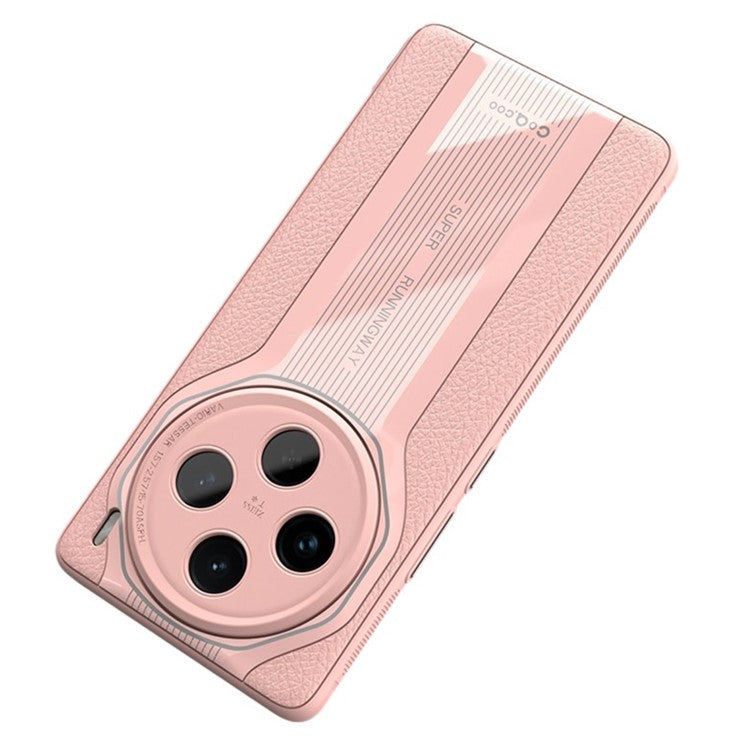 Q.COO Super Running Series For vivo X100 5G Case PU Leather+Acrylic+TPU Shock-Absorbent Back Phone Cover - Pink