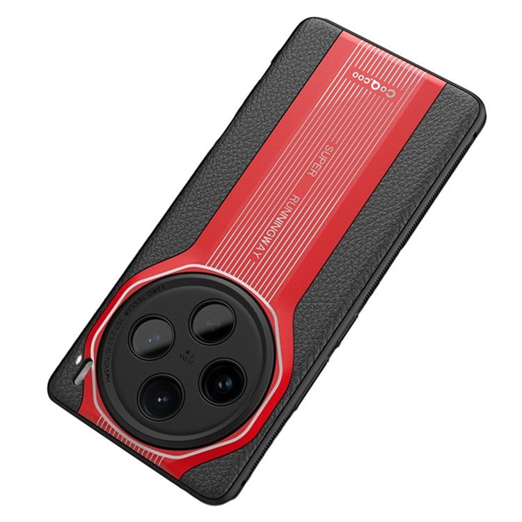 Q.COO Super Running Series For vivo X100 5G Case PU Leather+Acrylic+TPU Shock-Absorbent Back Phone Cover - Red