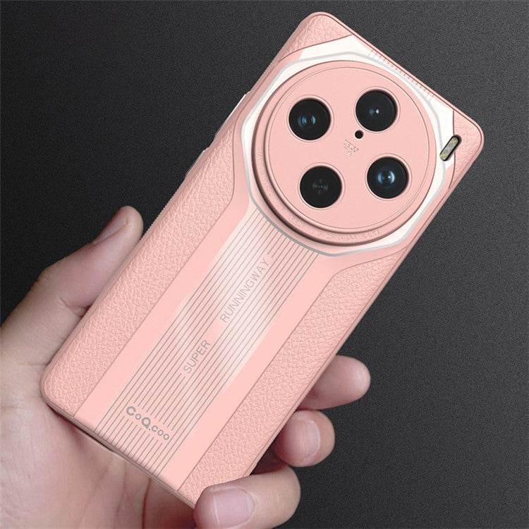 Q.COO Super Running Series For vivo X100 Pro 5G Shockproof Case Leather+Acrylic+TPU Mobile Phone Cover - Pink