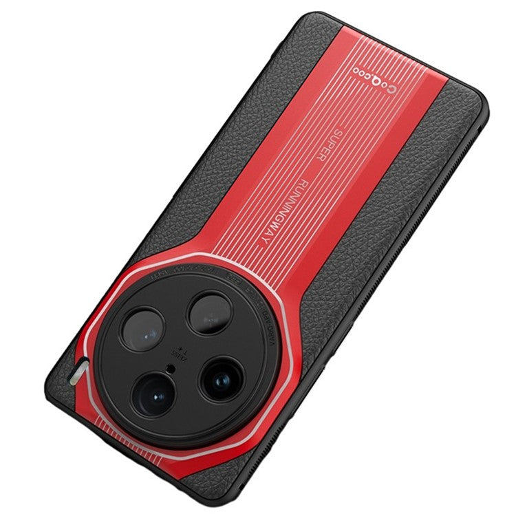 Q.COO Super Running Series For vivo X100 Pro 5G Shockproof Case Leather+Acrylic+TPU Mobile Phone Cover - Red