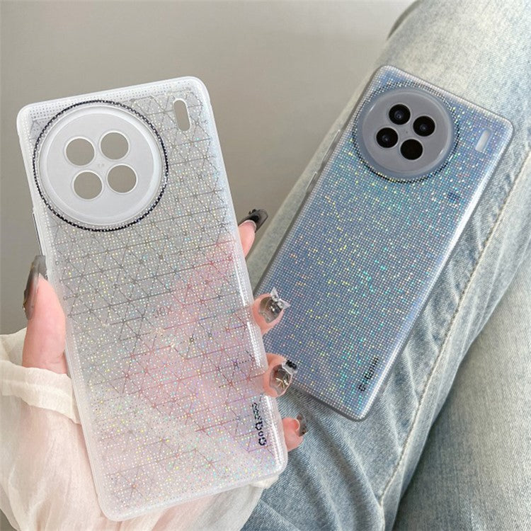 Q.COO For vivo X90 Pro 5G Case Cute Bling Sparkle TPU Shell Phone Cover - White