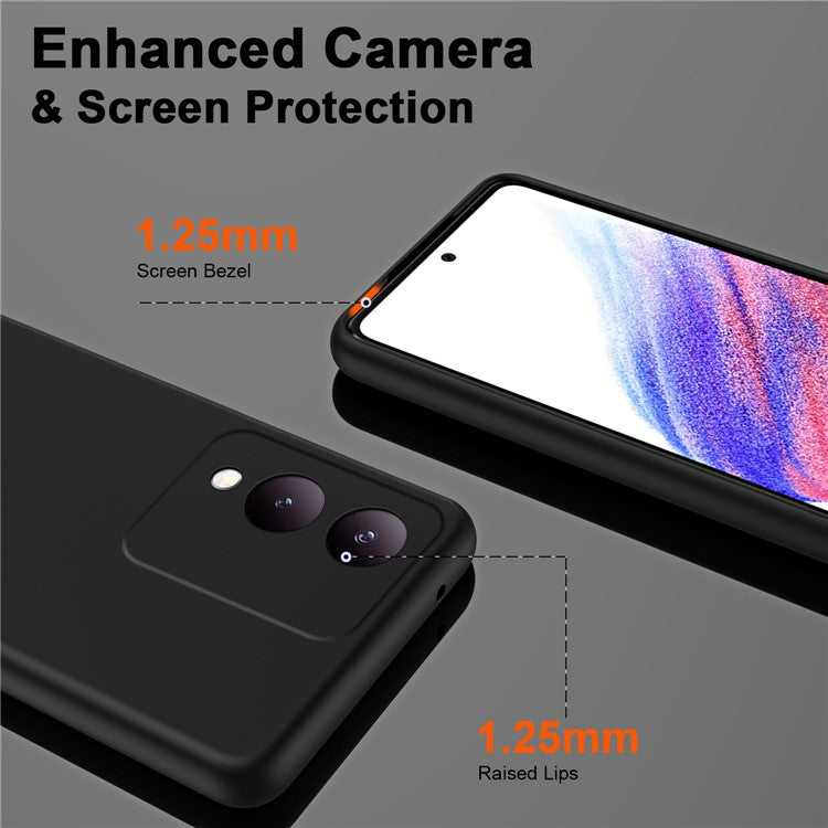 For vivo Y17s 4G Case Anti-scratch TPU Phone Cover 2.2mm Thickness - Black