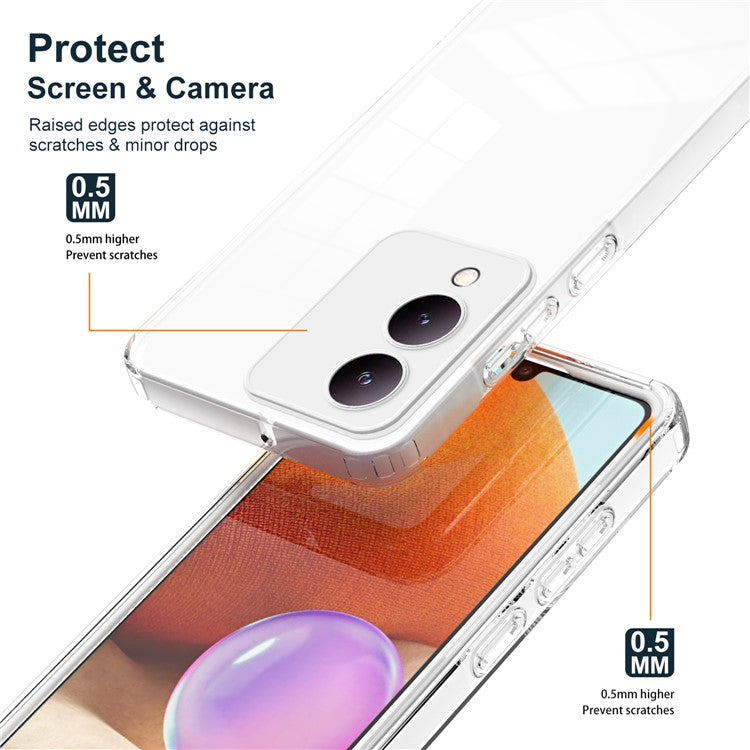 For vivo Y17s 4G Protective Case TPU+PC Clear Phone Cover - White