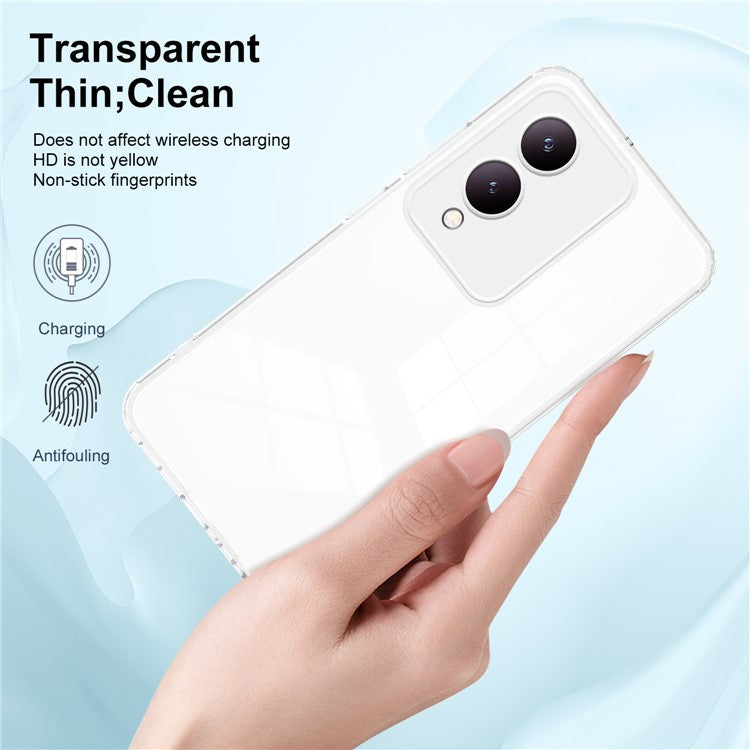 For vivo Y17s 4G Protective Case TPU+PC Clear Phone Cover - White