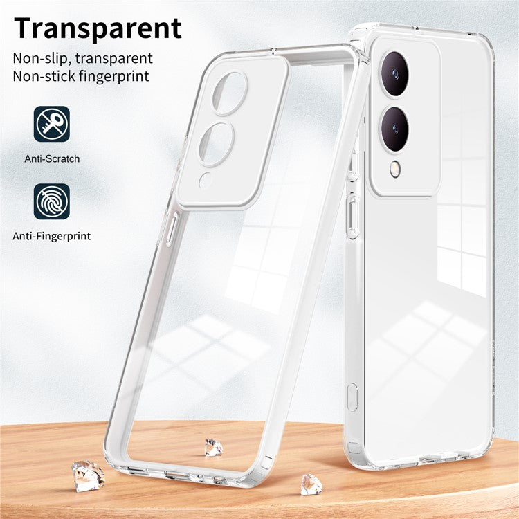 For vivo Y17s 4G Protective Case TPU+PC Clear Phone Cover - White