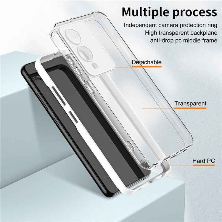 For vivo Y17s 4G Protective Case TPU+PC Clear Phone Cover - White