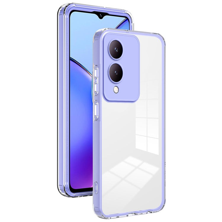 For vivo Y17s 4G Protective Case TPU+PC Clear Phone Cover - Purple