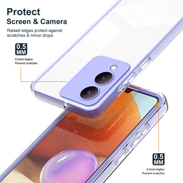 For vivo Y17s 4G Protective Case TPU+PC Clear Phone Cover - Purple