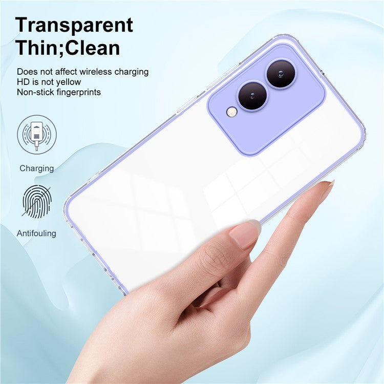 For vivo Y17s 4G Protective Case TPU+PC Clear Phone Cover - Purple