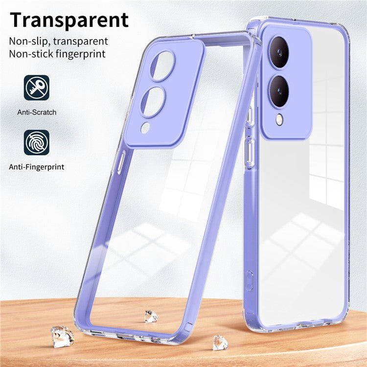 For vivo Y17s 4G Protective Case TPU+PC Clear Phone Cover - Purple