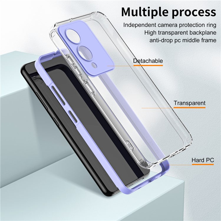 For vivo Y17s 4G Protective Case TPU+PC Clear Phone Cover - Purple