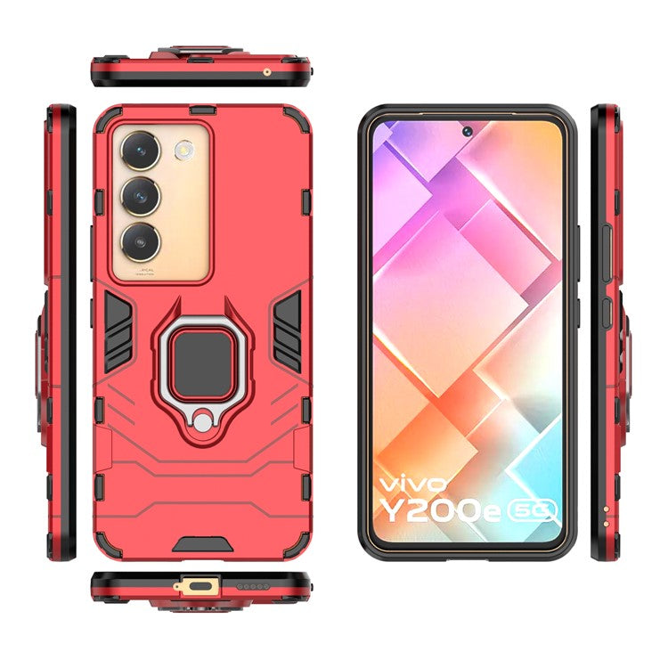 For vivo Y200e 5G Case with Bracket Kickstand PC+TPU Drop Protective Phone Cover - Red