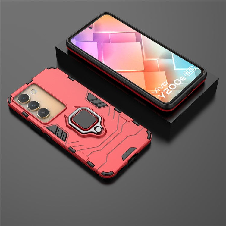 For vivo Y200e 5G Case with Bracket Kickstand PC+TPU Drop Protective Phone Cover - Red