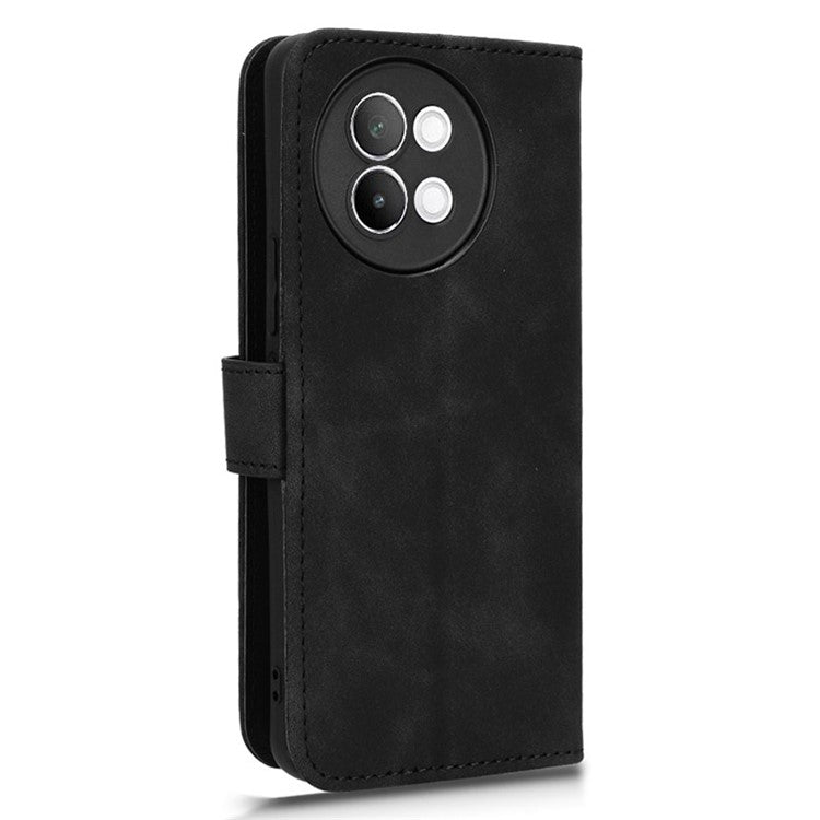 For vivo S18e 5G Leather Case Skin-Touch Wallet Phone Cover - Black