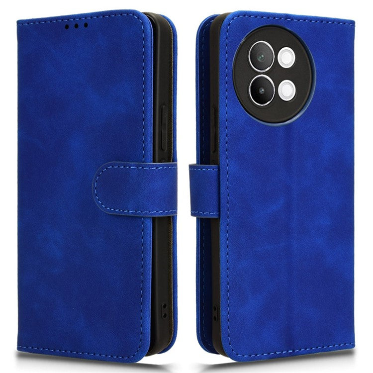 For vivo S18e 5G Leather Case Skin-Touch Wallet Phone Cover - Blue