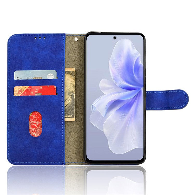 For vivo S18e 5G Leather Case Skin-Touch Wallet Phone Cover - Blue