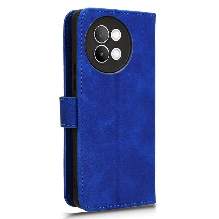 For vivo S18e 5G Leather Case Skin-Touch Wallet Phone Cover - Blue