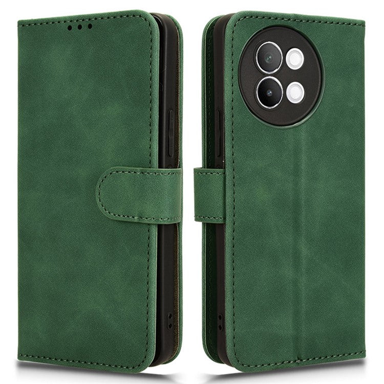 For vivo S18e 5G Leather Case Skin-Touch Wallet Phone Cover - Green