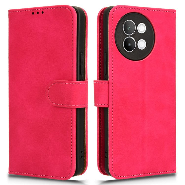 For vivo S18e 5G Leather Case Skin-Touch Wallet Phone Cover - Red