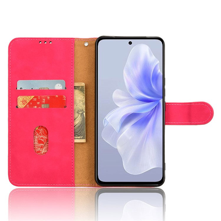 For vivo S18e 5G Leather Case Skin-Touch Wallet Phone Cover - Red