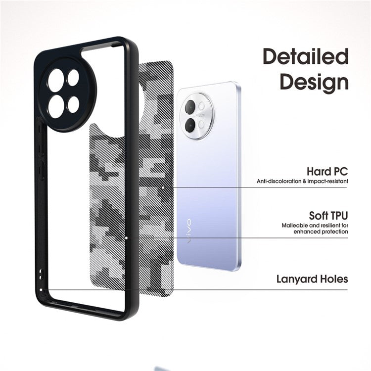 IBMRS For vivo S18e 5G Case Hybrid Soft TPU Frame+Hard PC Back Phone Cover - Transparent Black