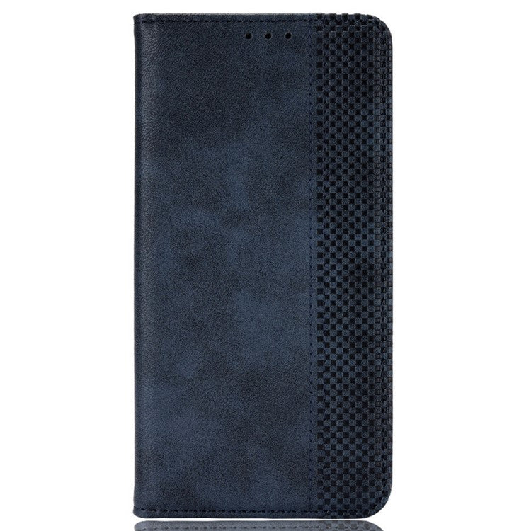 For vivo X100 5G Case PU Leather Stand Magnetic Closure Phone Retro Cover - Blue