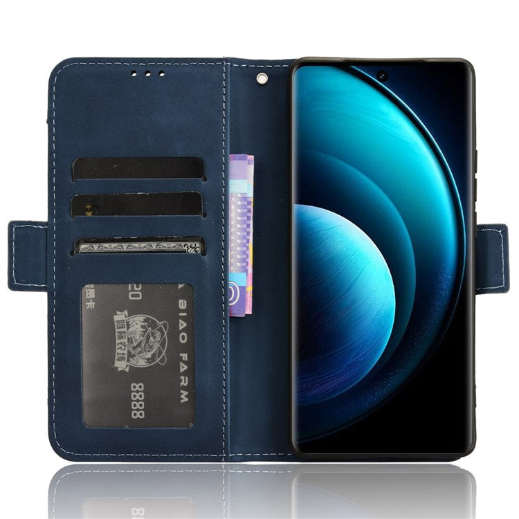 For vivo X100 5G Case Multiple Card Slots Function Wallet Leather Phone Cover - Blue