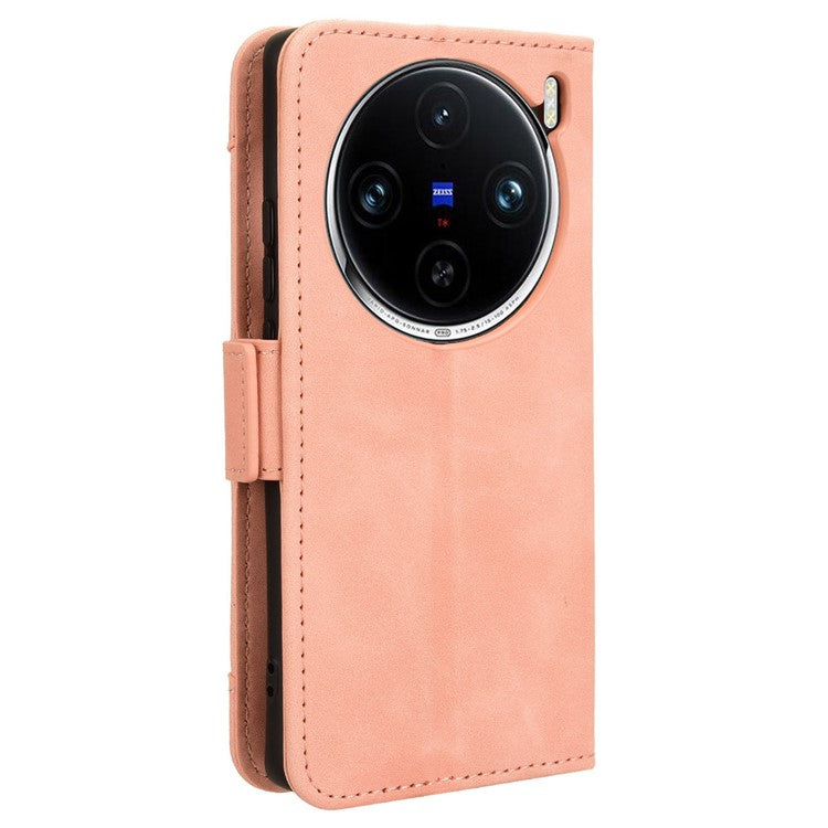 For vivo X100 5G Case Multiple Card Slots Function Wallet Leather Phone Cover - Pink