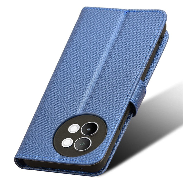 For vivo S18e 5G Wallet Case Diamond Texture PU Leather Flip Phone Cover with Card Holder - Blue