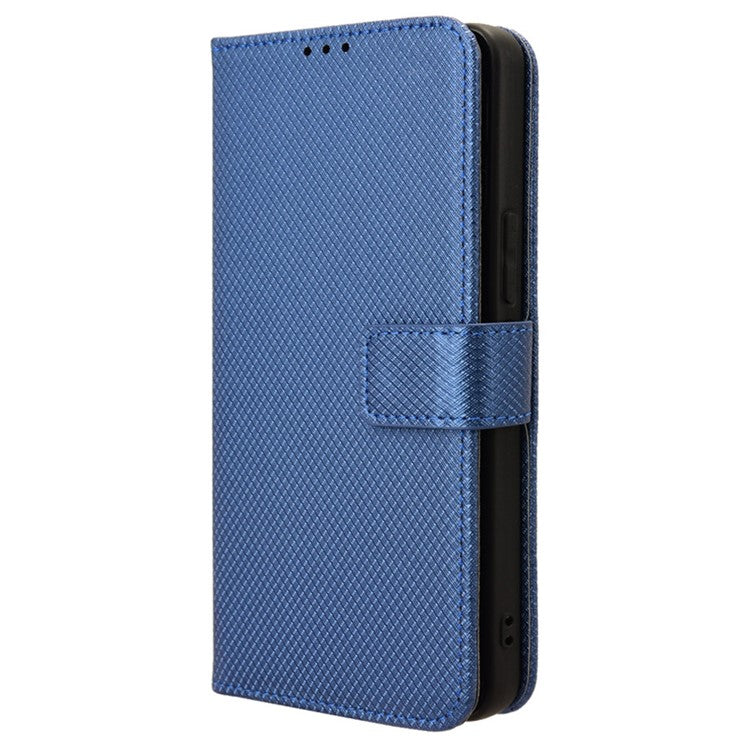 For vivo S18e 5G Wallet Case Diamond Texture PU Leather Flip Phone Cover with Card Holder - Blue