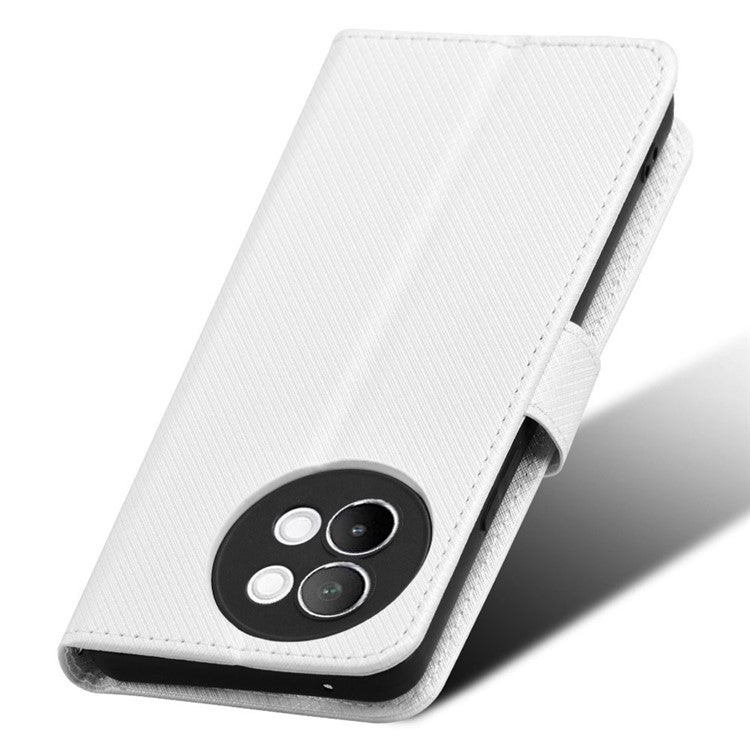 For vivo S18e 5G Wallet Case Diamond Texture PU Leather Flip Phone Cover with Card Holder - White