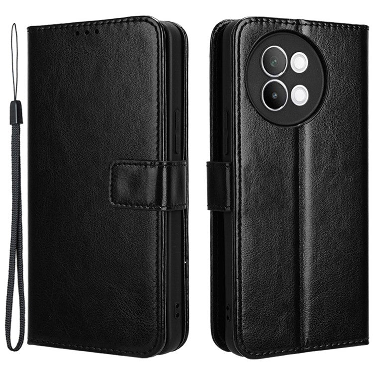 For vivo S18e 5G Case Crazy Horse Texture Horizontal Flip Leather Phone Cover - Black