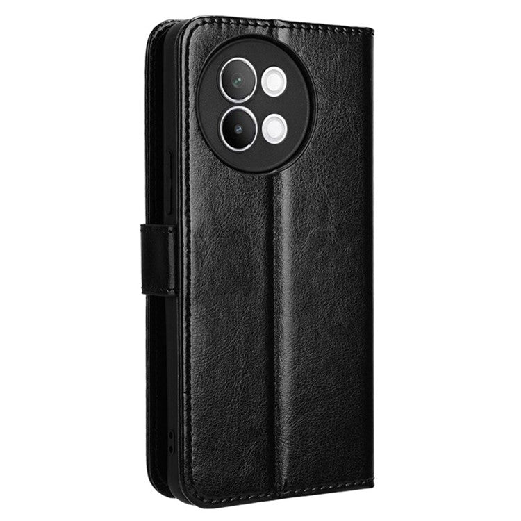 For vivo S18e 5G Case Crazy Horse Texture Horizontal Flip Leather Phone Cover - Black