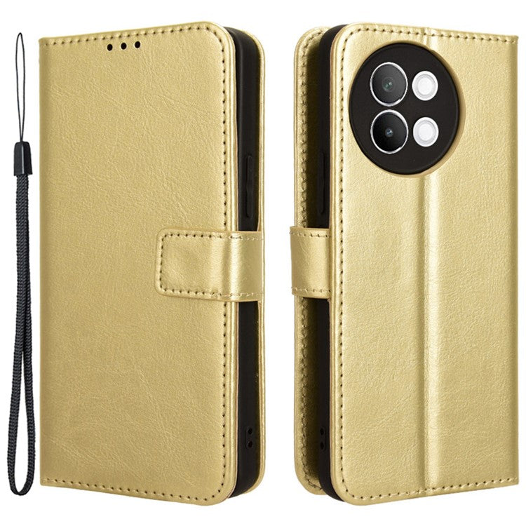 For vivo S18e 5G Case Crazy Horse Texture Horizontal Flip Leather Phone Cover - Gold