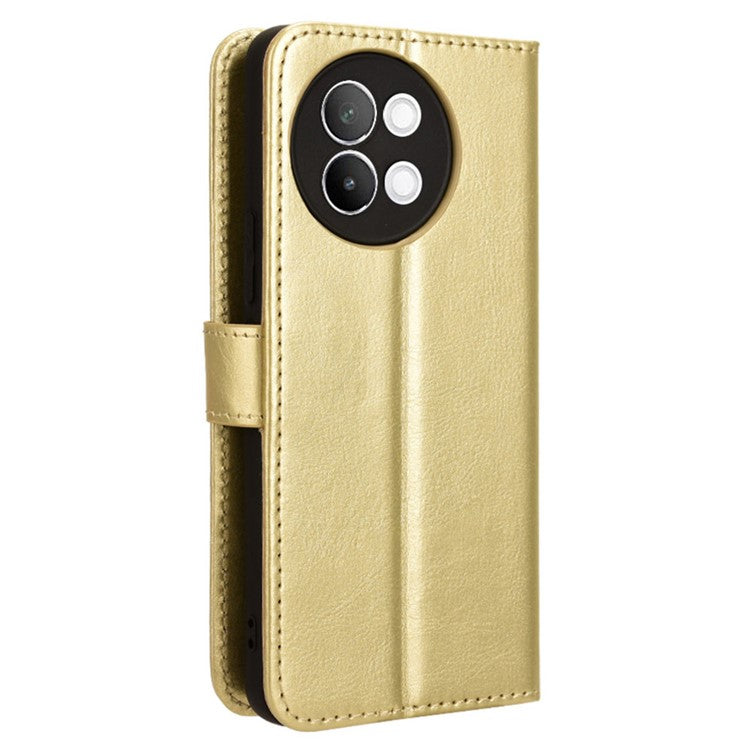 For vivo S18e 5G Case Crazy Horse Texture Horizontal Flip Leather Phone Cover - Gold