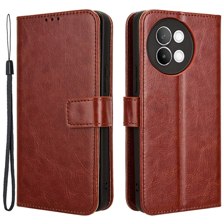 For vivo S18e 5G Case Crazy Horse Texture Horizontal Flip Leather Phone Cover - Brown