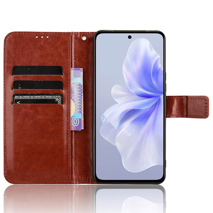 For vivo S18e 5G Case Crazy Horse Texture Horizontal Flip Leather Phone Cover - Brown