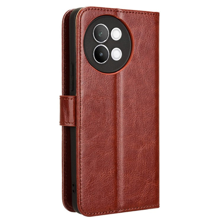 For vivo S18e 5G Case Crazy Horse Texture Horizontal Flip Leather Phone Cover - Brown