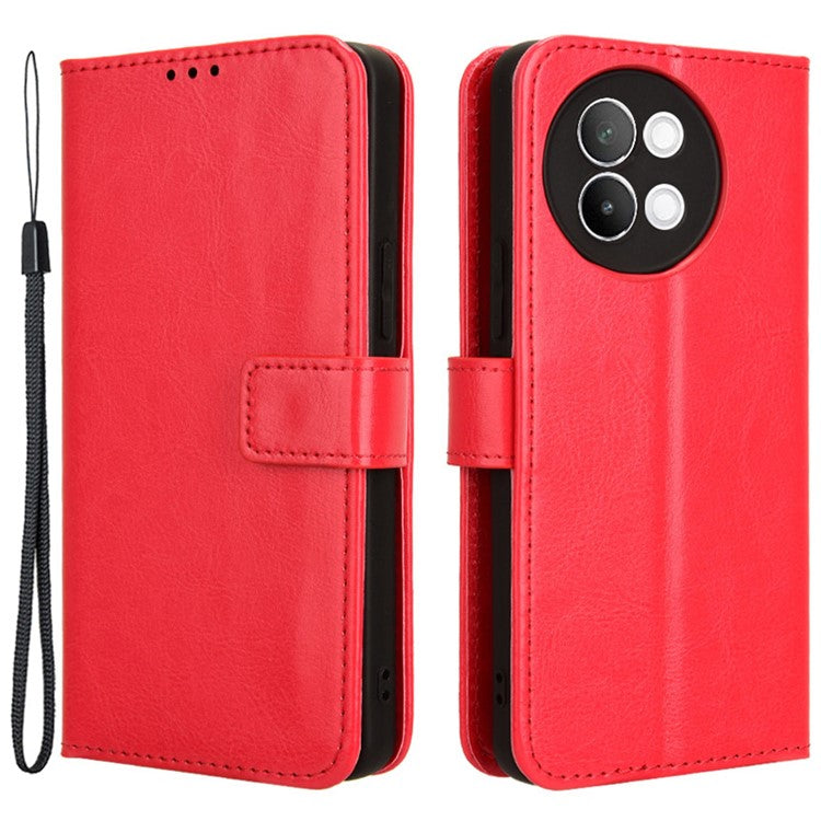 For vivo S18e 5G Case Crazy Horse Texture Horizontal Flip Leather Phone Cover - Red