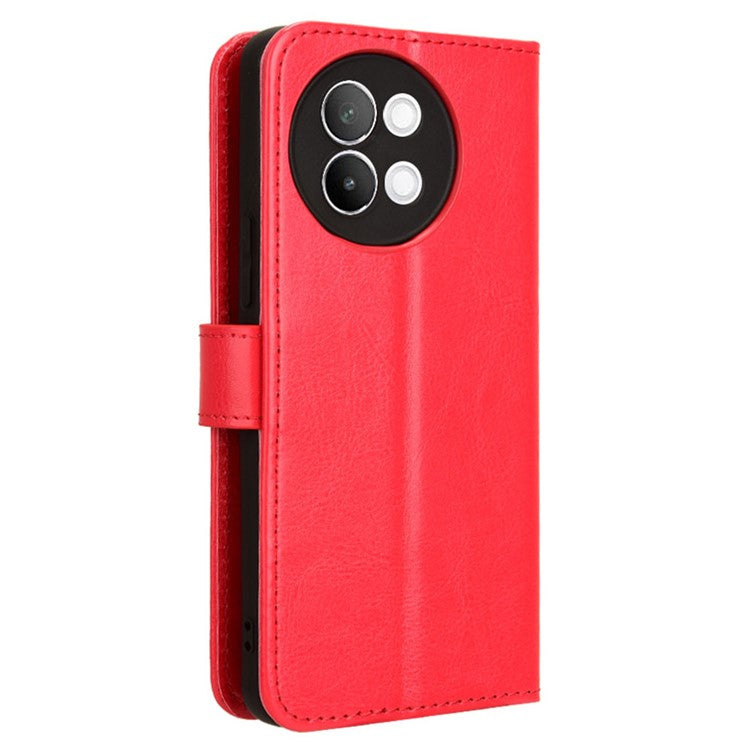 For vivo S18e 5G Case Crazy Horse Texture Horizontal Flip Leather Phone Cover - Red